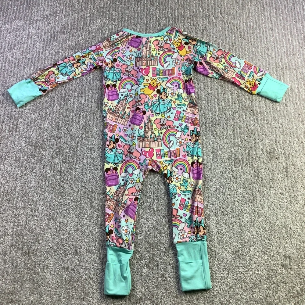 Mainely Bamboo Magical Disney Character Print Zip Up Sleeper 18-24M NWT